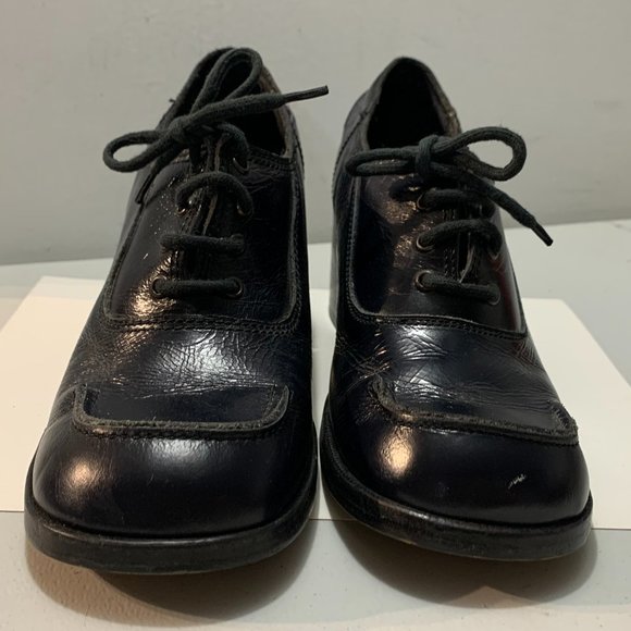 Vintage 1970s The Villager Brand Platform Women's Dark Blue Leather Shoe… - Picture 4 of 9